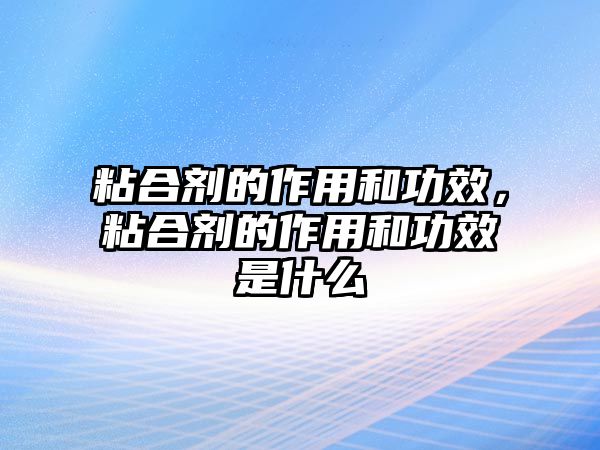 粘合劑的作用和功效，粘合劑的作用和功效是什么