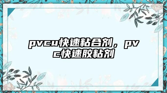 pvcu快速粘合劑，pvc快速膠粘劑