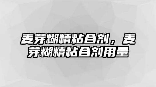 麥芽糊精粘合劑，麥芽糊精粘合劑用量