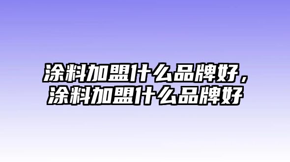 涂料加盟什么品牌好，涂料加盟什么品牌好