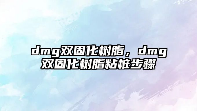 dmg雙固化樹(shù)脂，dmg雙固化樹(shù)脂粘樁步驟