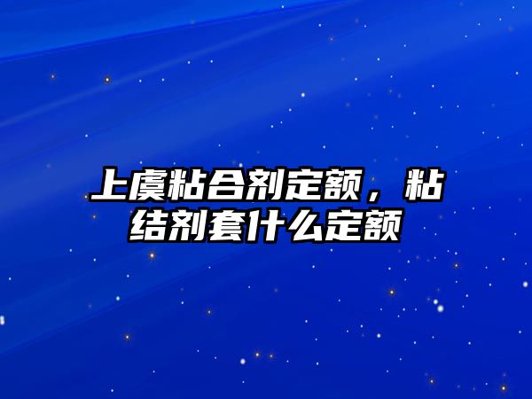 上虞粘合劑定額，粘結劑套什么定額