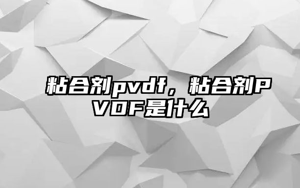 粘合劑pvdf，粘合劑PVDF是什么