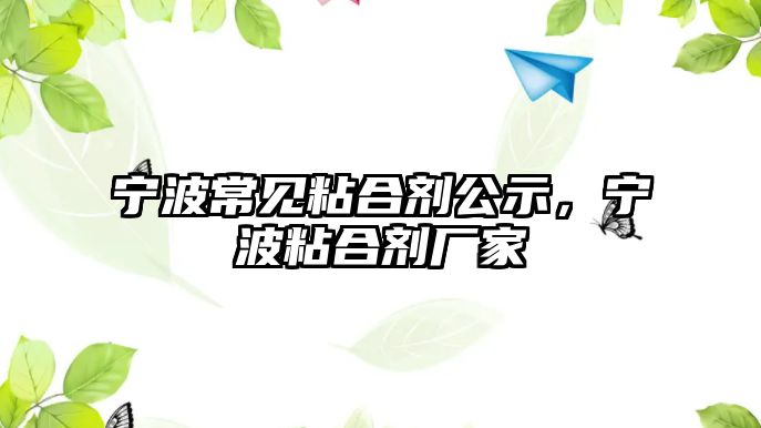 寧波常見(jiàn)粘合劑公示，寧波粘合劑廠(chǎng)家