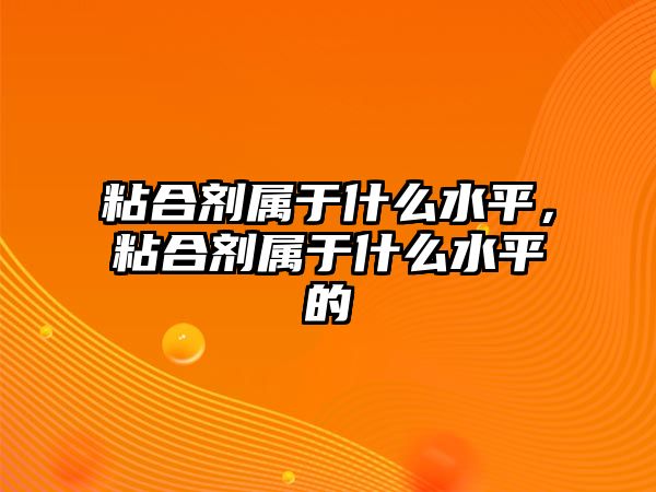 粘合劑屬于什么水平，粘合劑屬于什么水平的