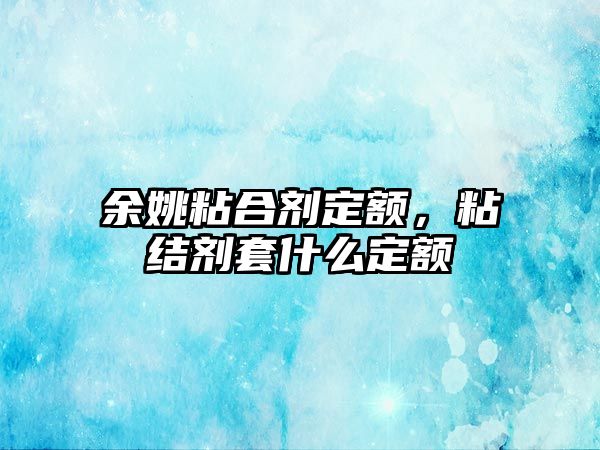 余姚粘合劑定額，粘結劑套什么定額