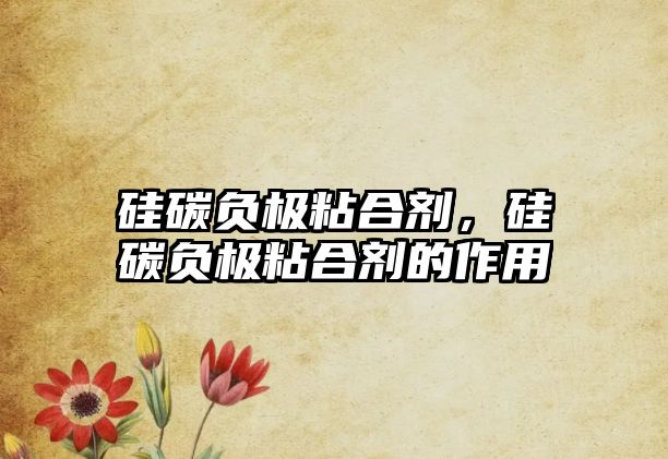 硅碳負極粘合劑，硅碳負極粘合劑的作用