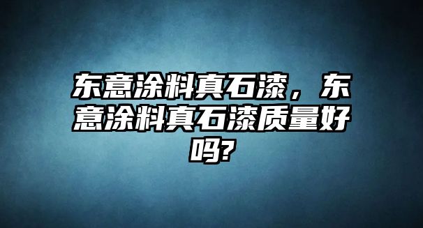 東意涂料真石漆，東意涂料真石漆質(zhì)量好嗎?