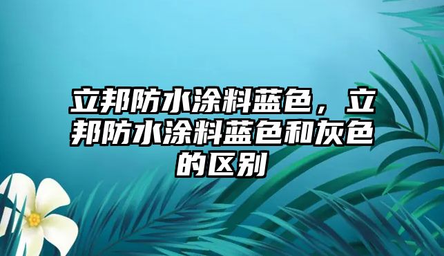 立邦防水涂料藍色，立邦防水涂料藍色和灰色的區別