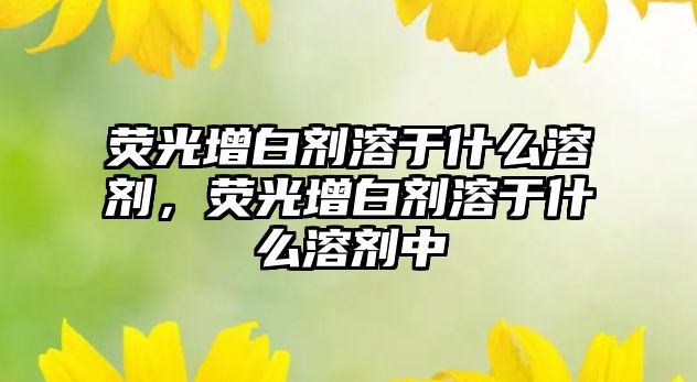 熒光增白劑溶于什么溶劑，熒光增白劑溶于什么溶劑中