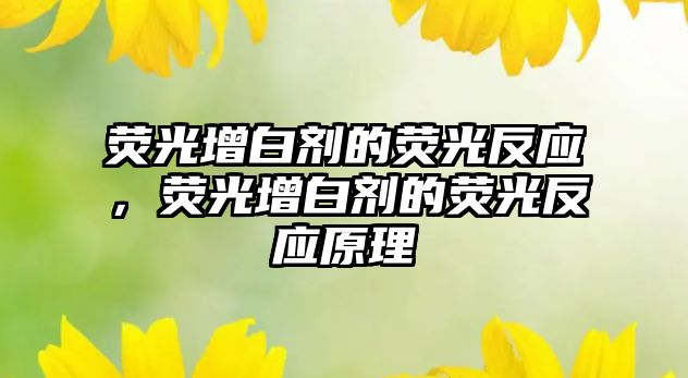 熒光增白劑的熒光反應，熒光增白劑的熒光反應原理