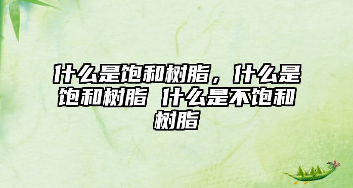 什么是飽和樹(shù)脂，什么是飽和樹(shù)脂 什么是不飽和樹(shù)脂